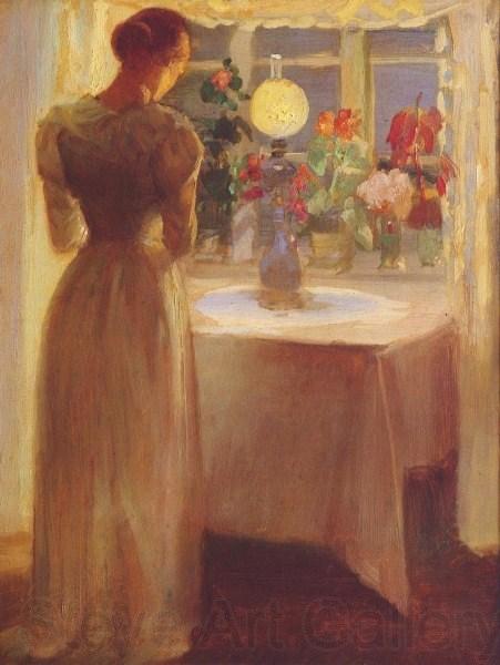 Anna Ancher Young Girl Before a Lit Lamp